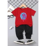 Only Trendwear Çocuk Smile Emoji Alt - Üst Eşofman Takımı - Kırmızı - 7 - 8 Yaş