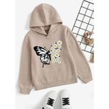 Only Trendwear Papatya Kelebek Baskılı Erkek - Kız Çocuk Rahat Kalıp Sweatshirt - 5 - 6 Yaş - Bej