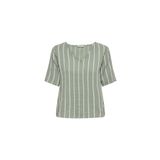 ONLY V Yaka Çizgili Kadın T-shirt - Minimalist Stil