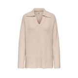 ONLY V Yaka Polo Kazak, M, 5003296228, Krem, Kadın