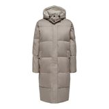 Only Vilma Down Long Coat Kadın Gri Kapüşonlu Mont, S