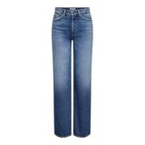 ONLY Yüksek Bel Düz Paça Rahat Koyu Mavi Denim Pantolon, 29-30, 5003338015, Koyu Mavi, Kadın