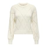 Only Yuvarlak Yaka Oversize Örme Kazak, L, 15339575, Beyaz, Kadın