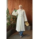 onlymoon Beyaz Yıldız Düğme Detaylı Hırka Kimono | Uzun Rahat Kesim Modern Kadın Üst Giyim | Şık Zarif Günlük Tesettür Kimono Hırka | Pantolon Elbise Tunik Üzeri Kullanıma Uygun Katmanlı Giyim Modeli