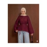 onlymoon Bordo • Pamuklu Asimetrik Kesim Gömlek • Bel Bağlamalı Oversize Tunik • Şık Günlük Kombin
