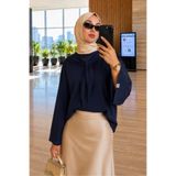 onlymoon Kadın Çıkarılabilir Fularlı Basic Bluz | Geniş Kol Rahat Kalıp Penye Body | Tesettür Uyumlu Günlük Şık Uzun Kollu Bluz | Yumuşak Dokulu Mevsimlik Kadın Üst Giyim