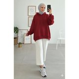 onlymoon KIRMIZI Oversize Sweatshirt ♦ 3 İplik Şardonlu ♦ %100 Pamuk ♦ Kapüşonlu ♦ Tesettür ♦ Rahat Kalıp