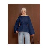 onlymoon Lacivert • Pamuklu Asimetrik Kesim Gömlek • Bel Bağlamalı Oversize Tunik • Şık Günlük Kombin