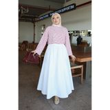 onlymoon Pembe Beyaz %100 Pamuk Çizgili Body Tunik | Oversize Uzun Kadın Tunik | Çizgi Desenli Pamuklu Rahat Esnek Görünümlü Günlük Şık Modern Tesettür Üst Giyim | Pantolon Uyumlu Tunik Modeli