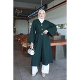 onlymoon Yeşil Yıldız Düğme Detaylı Hırka Kimono | Uzun Rahat Kesim Modern Kadın Üst Giyim | Şık Zarif Günlük Tesettür Kimono Hırka | Pantolon Elbise Tunik Üzeri Kullanıma Uygun Katmanlı Giyim Modeli