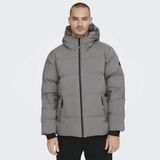 Only&sons 22019743 Waterproff Fermuarlı Kapusonlu Kalın Sısme Mont - Antrasit - XL