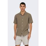Only&Sons Erkek Kahverengi Gömlek L Beden ONSCAIDEN LIFE SS SOLID R Modeli