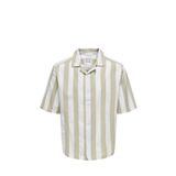 Only&Sons Erkek Kahverengi Gömlek M Beden ONSTES RLX CTN SLUB STRIP Modeli