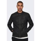 Only&Sons ONSMIKE PU RACER JACKET O Siyah Erkek Ceket - 2XL