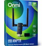Onmi 1300 Mbps USB 3.0 2,4 Ghv & 5,8ghz Çift Anten Wifi USB Adaptör