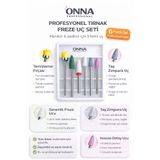 ONNA PROFESSIONAL 6 Parça Profesyonel Tırnak Freze Uç Seti – Manikür & Pedikür Uyumlu, Seramik ve Taş Uçlu