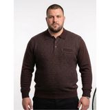 Onno Erkek Battal Polo Yaka Triko Kazak Bel Lastikli Çelik Örgü Klasik Kalıp - Bordo - 5XL