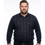 Onno Erkek Battal Polo Yaka Triko Kazak Bel Lastikli Çelik Örgü Klasik Kalıp - Lacivert - 5XL