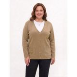 Onno Style Çelik Örgü Taş Aksesuarlı Klasik Triko Ceket - 2XL - Vizon