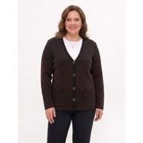 Onno Style Desenli Çelik Örgü Klasik Triko Ceket - XL - Siyah - Bordo