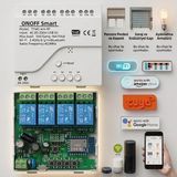 Onoffsmart Tuya 4 Kanal Wi-Fi+Rf Kuru Kontak Anahtar Role Enerji Tasarrufu Özelliği ile Beyaz