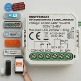 Onoffsmart Tuya Wifi Akıllı 2 Kanal Kuru Kontak Anahtar Beyaz Renk Plastik Malzemeden Enerji Tasarrufu Sağlayan