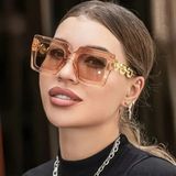 Onomo Büyük Kare Moda Kadın Güneş Gözlüğü Kahverengi