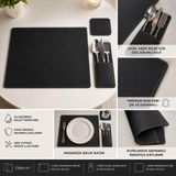Onon Premium Suni Deri Amerikan Servis Seti 3 Parça 2 ' Li - 43 x 30 cm - Siyah
