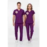 Onora Medikal Unisex Likralı Yönetmeliğe Uygun Doktor Hemşire Forması (Arma YAnında Gönderilecektir) (MOR, L)