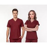 Onora Medikal Unisex Soft Likra Doktor Hemşire Forması,Tek Üst Scrubs (BORDO, S)