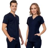 Onora Unisex Likralı Lacivert Hemşire ve Doktor Üniforması ,Tek Üst Scrubs Forma - XS