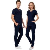 Onora Unisex Likralı Lacivert,yarasa Kol V Yaka,hemşire ve Doktor Üniforması ,cerrahi Takım Scrubs Üniforma