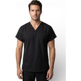 Onora Unisex Likralı Siyah Doktor ve Hemşire Cerrahi Forması, V Yaka Yarasa Kol ,Tek Üst Scrubs Forma - XL