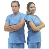 Onora Unisex Soft Likra Açık Mavi Hemşire ve Doktor Üniforması ,tek Üst Scrubs Üniforma - 2XL