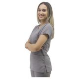 Onora Unisex Soft Likra Gri Hemşire ve Doktor Üniforması ,tek Üst Scrubs Üniforma - XS