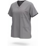 Onora Unisex Soft Likra Gri Hemşire ve Doktor Üniforması ,tek Üst Scrubs Üniforma