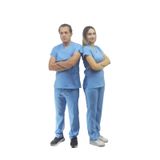 Onora Unisex Soft Likra Hemşire ve Doktor Üniforması,Cerrahi Takım Scrubs Üniforma (AÇIK MAVİ, L)