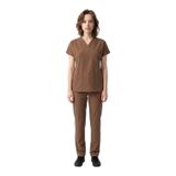 Onora Unisex Soft Likra Hemşire ve Doktor Üniforması,Cerrahi Takım Scrubs Üniforma (KAHVERENGİ, L)