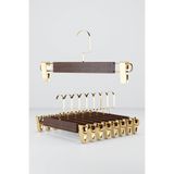 Onouqo Ahşap Askı Mandallı Pantolon Askısı Etek Askısı 1.Kalite Ultra Lüks Pantolon Askısı 6 Adet.