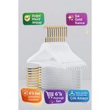 Onouqo Ahşap Elbise Askısı 6’li Set –Ultra Lüks Premium Beyaz Ahşap Gömlek ve Pantolon Askısı