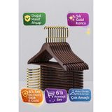Onouqo Ahşap Elbise Askısı 6’li Set – Ultra Lüks Premium Ceviz Ahşap Askı