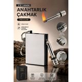 ONRSTORE Metal Kibrit Çakmak Anahtarlıklı Benzinli Sonsuz Kibrit Ateşleyici Gümüş gri