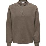 Onstrevor Lıfe Reg Ls Polo Fermuarlı Pamuk Erkek Kazak - 2XL - Kahverengi