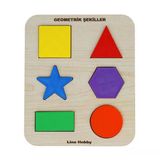 Ontessori Eğitici Ahşap Geometrik Şekiller Yapboz - Okul Öncesi Çocuk Zeka Oyunu (20X17 Cm)