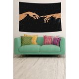 Ontheclouds Ademin Yaratılışı Frensk Tasarım Leke Tutmaz Kadife Dokulu Kumaş Duvar Örtüsü Duvar Halısı Tapestry, 140 x 140