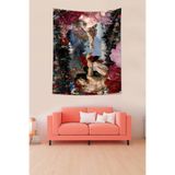 Ontheclouds Ademin Yaratılışı Renkli Çiçekler Leke Tutmaz Kumaş Duvar Örtüsü Duvar Halısı Tapestry, 70 x 100