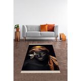Ontheclouds Afrikalı Kadın Desenli Bohem Dijital Baskı Yıkanabilir Kaymaz Taban Salon Halısı, 130 x 180 MEG274H