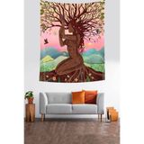 Ontheclouds Ağaç Kadın Leke Tutmaz Kumaş Duvar Örtüsü Duvar Halısı Tapestry, 35 x 50