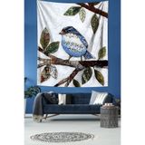Ontheclouds Ağaçtaki Şarkıcı Kuş Leke Tutmaz Kumaş Duvar Örtüsü Duvar Halısı Tapestry, 140 x 140