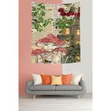 Ontheclouds Ahududu Ve Mantarlar Leke Tutmaz Kumaş Duvar Örtüsü Duvar Halısı Tapestry, 70 x 70